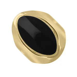 18ct Yellow Gold Whitby Jet Hallmark Medium Oval Ring