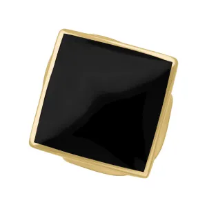 18ct Yellow Gold Whitby Jet Hallmark Medium Rhombus Ring