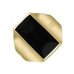 18ct Yellow Gold Whitby Jet Hallmark Small Oblong Ring