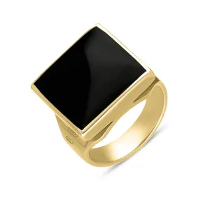 18ct Yellow Gold Whitby Jet Hallmark Small Square Ring