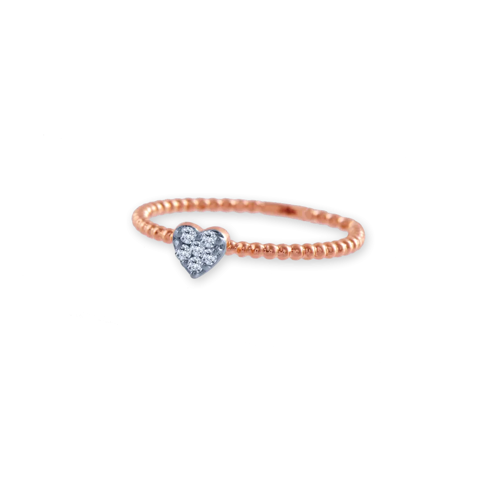 18k (750) Rose Gold And Diamond Ring For Women
