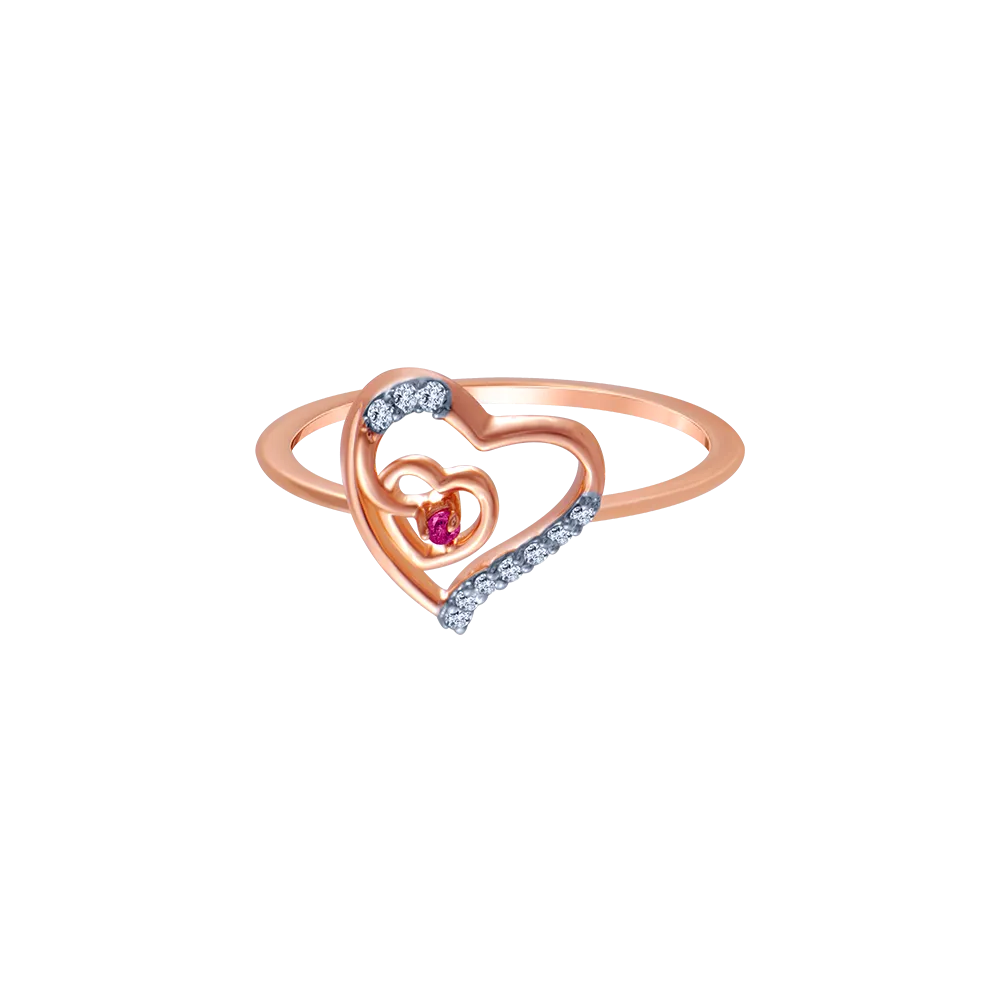 18k (750) Rose Gold And Diamond Ring For Women