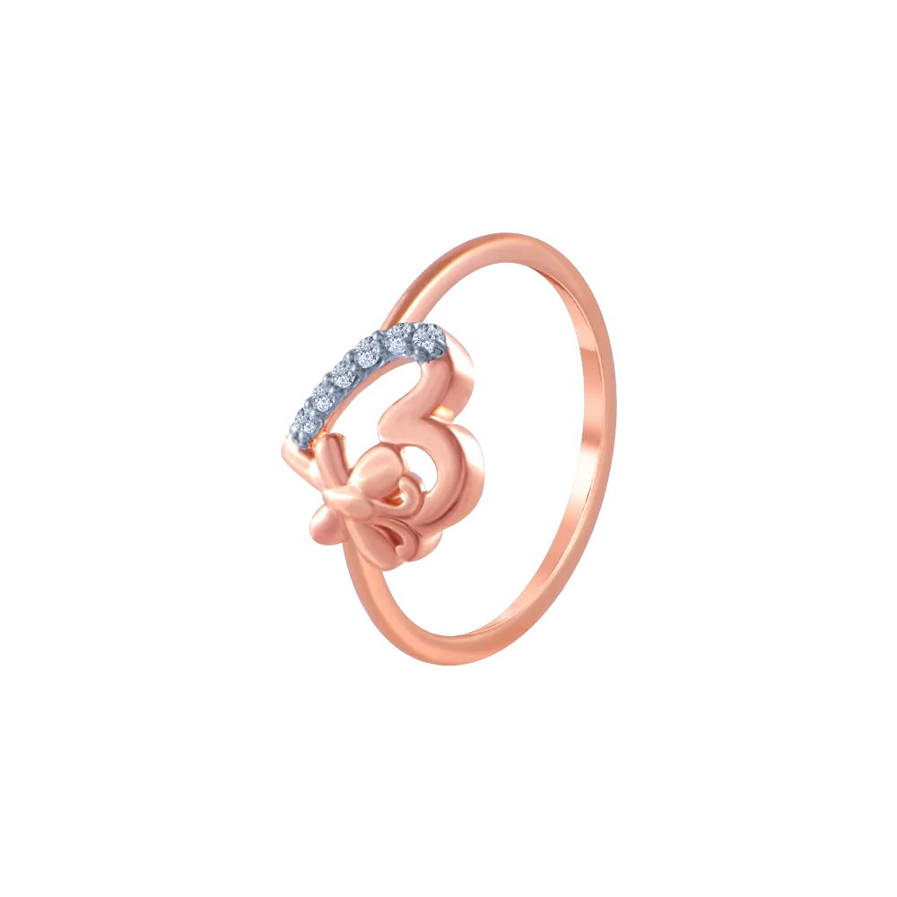 18k (750) Rose Gold And Diamond Ring For Women