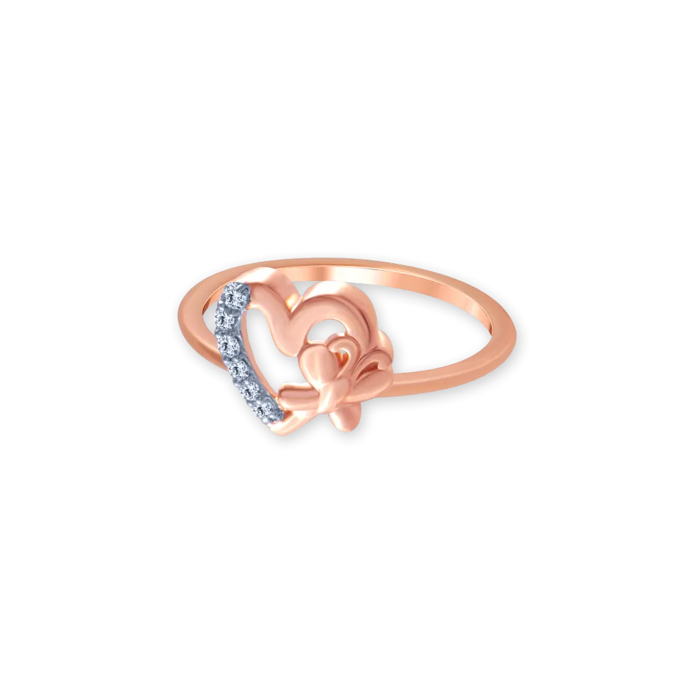 18k (750) Rose Gold And Diamond Ring For Women