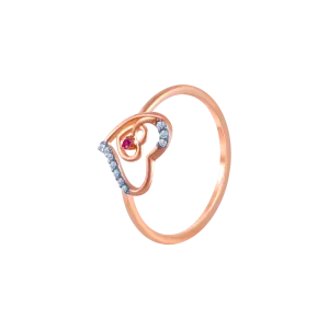 18k (750) Rose Gold And Diamond Ring For Women