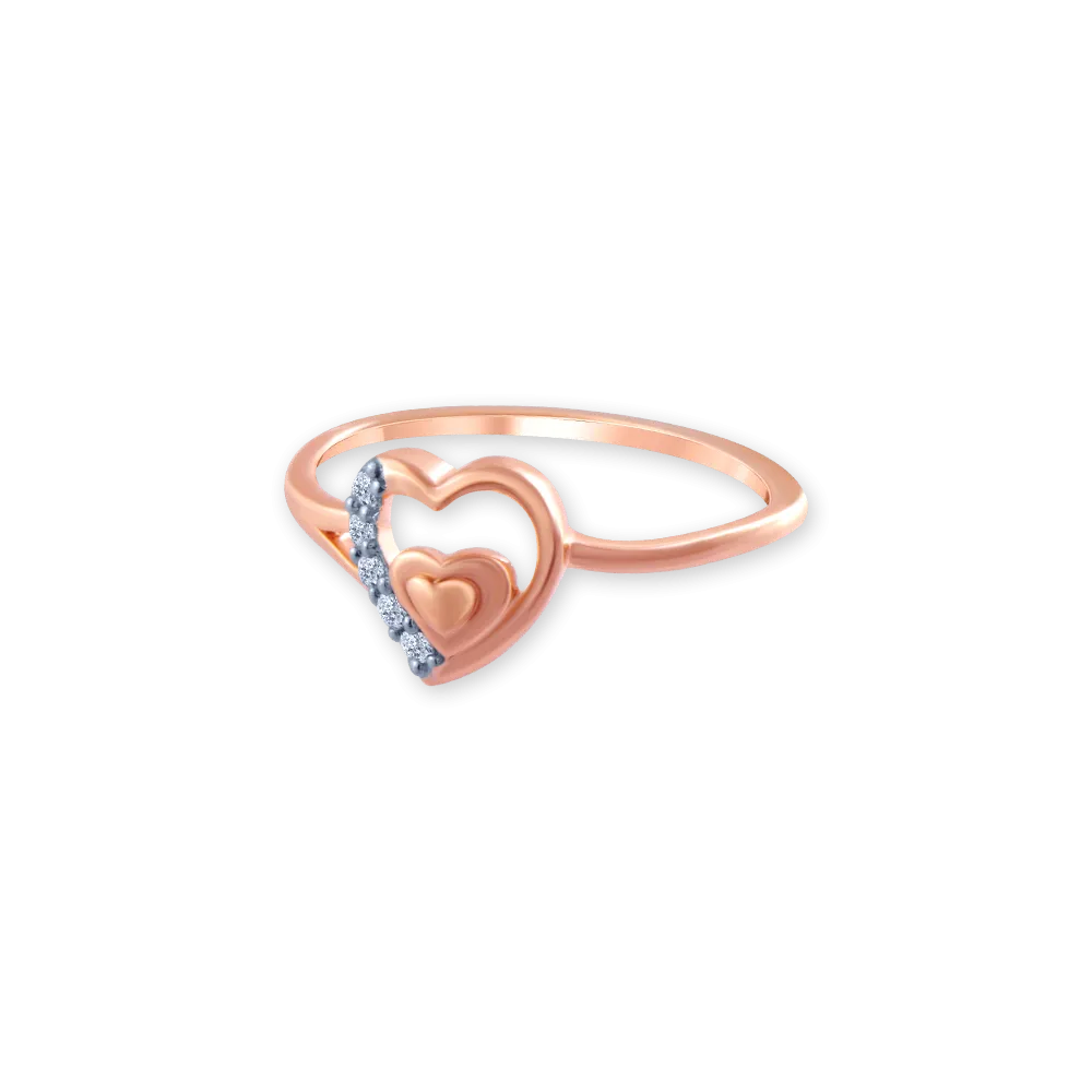 18k (750) Rose Gold And Diamond Ring For Women