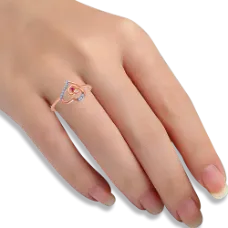 18k (750) Rose Gold And Diamond Ring For Women