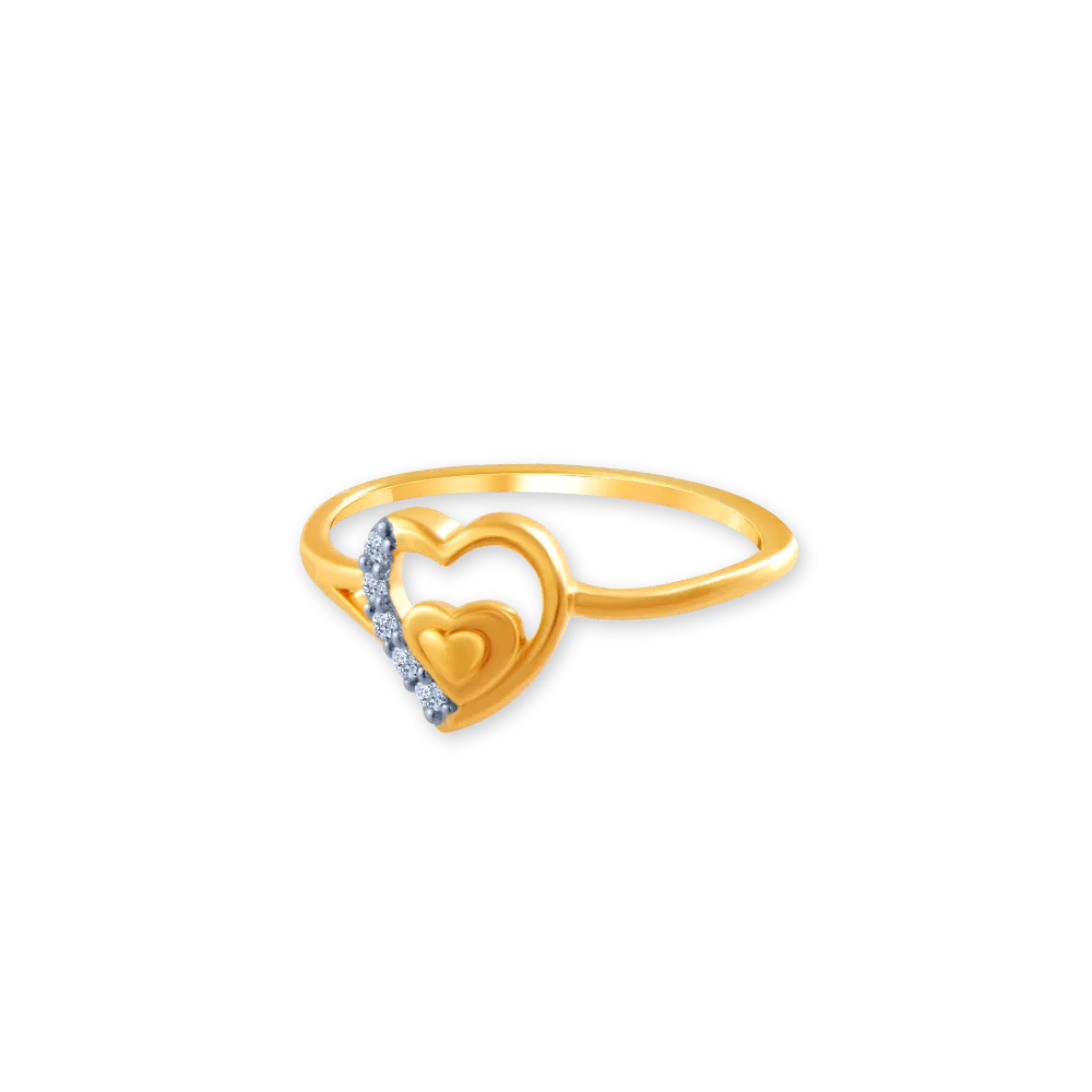 18k (750) Yellow Gold And Diamond Ring For Women