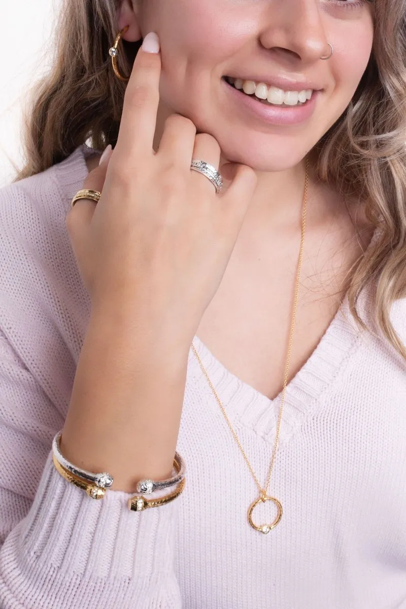 18K Gold Circle of Faith Tip-to-Tip Bracelet? in White Zircon