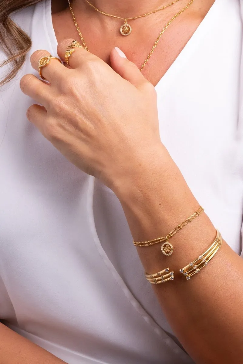 18K Gold Layers of Perseverance Bracelet? in White Zircon