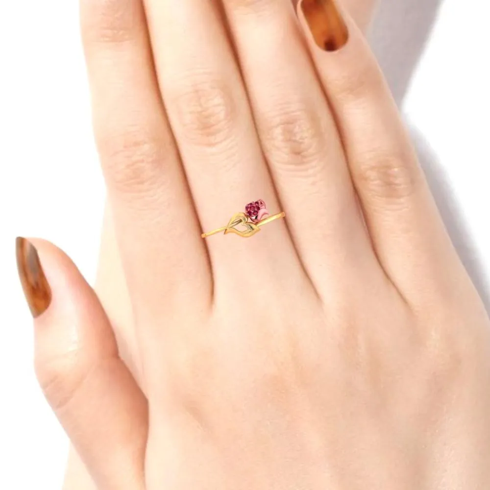 18k Gold Ring With An Intricately-detailed Tulip On Top