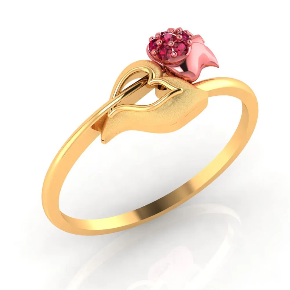 18k Gold Ring With An Intricately-detailed Tulip On Top