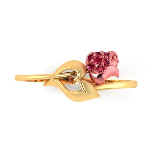 18k Gold Ring With An Intricately-detailed Tulip On Top
