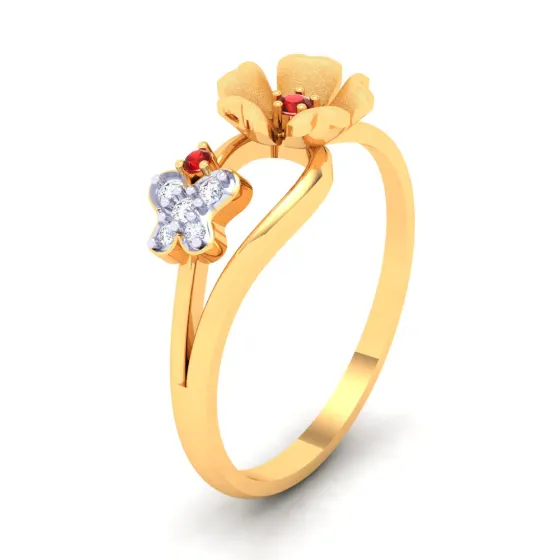 18k Stunting Diamond Ring With Floral Design From The P.c Chandra Jewellers