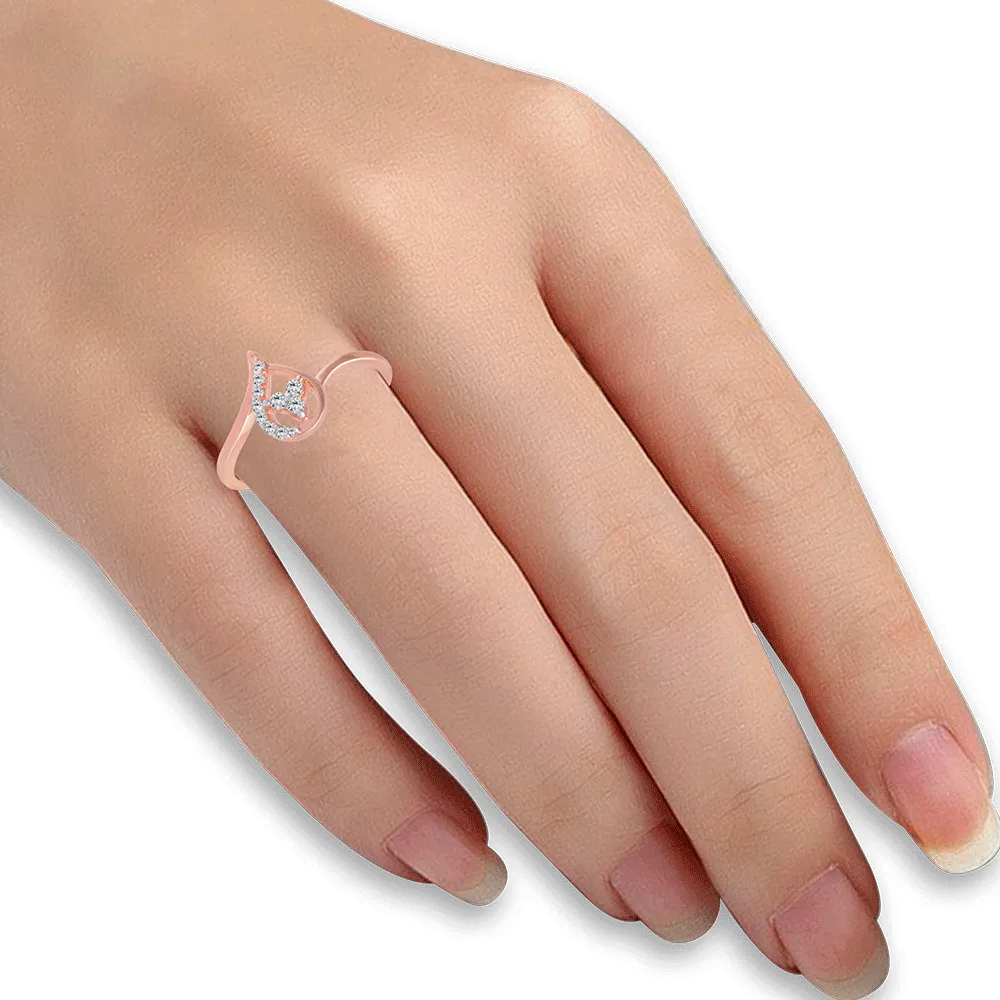 18KT (750) Rose Gold And Diamond Ring For Women