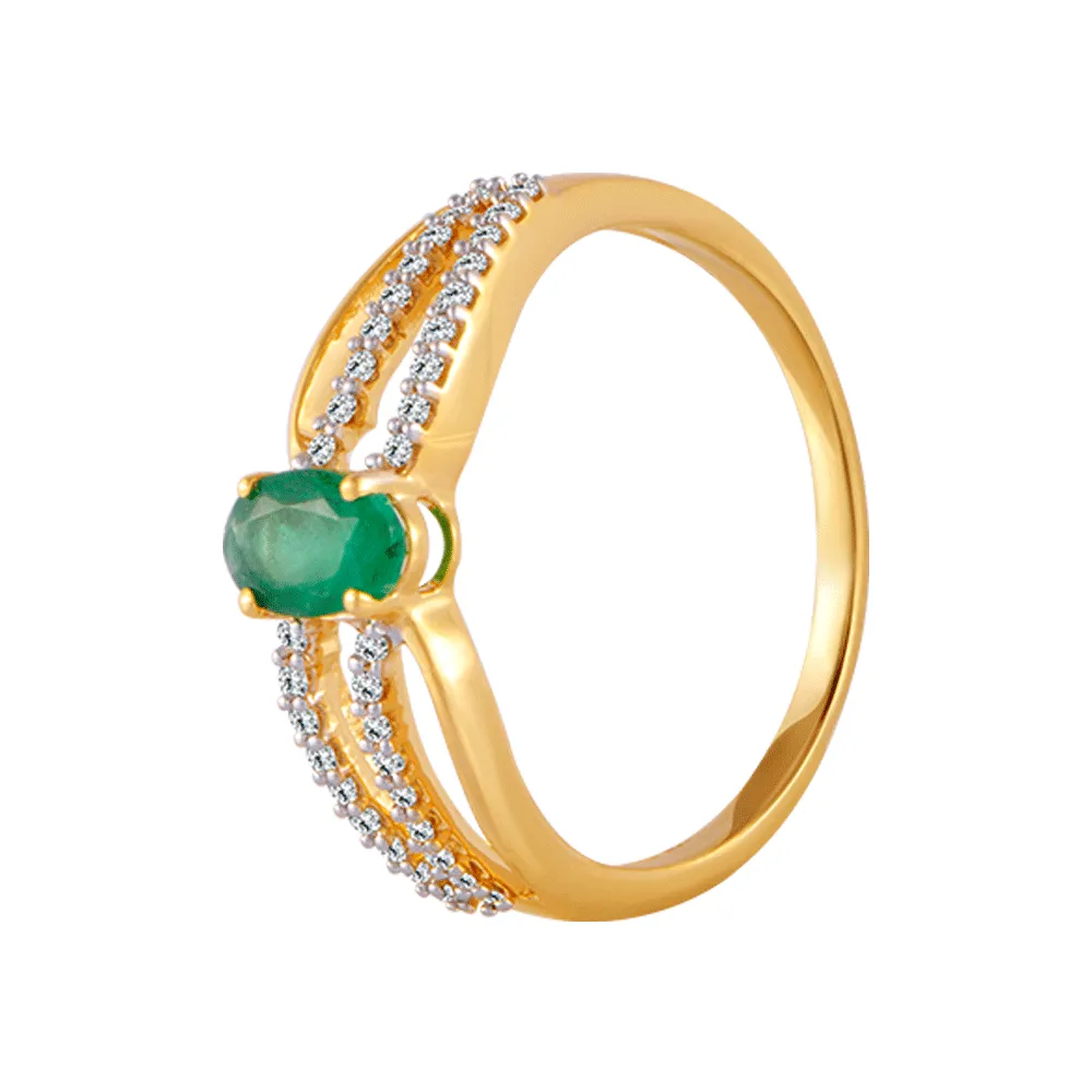 18KT (750) Yellow Gold And Diamond Ring For Women