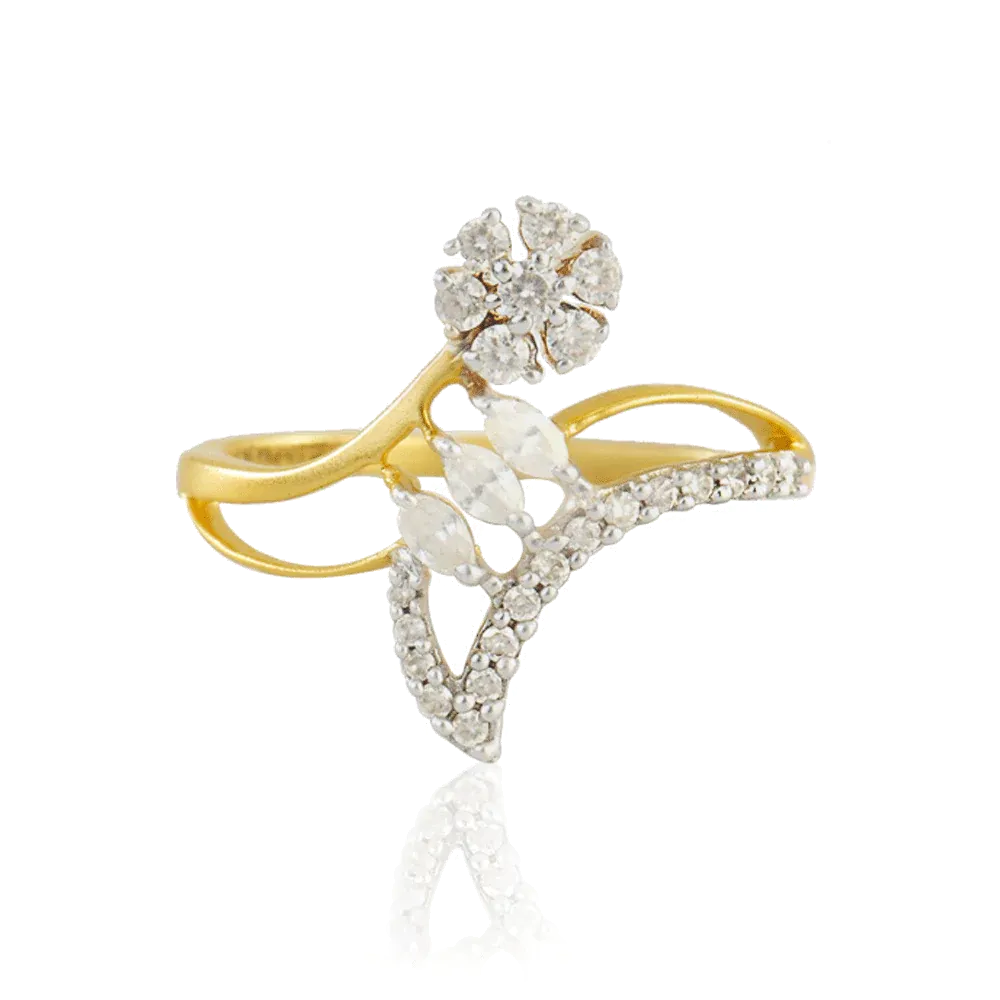 18KT (750) Yellow Gold And Diamond Ring For Women