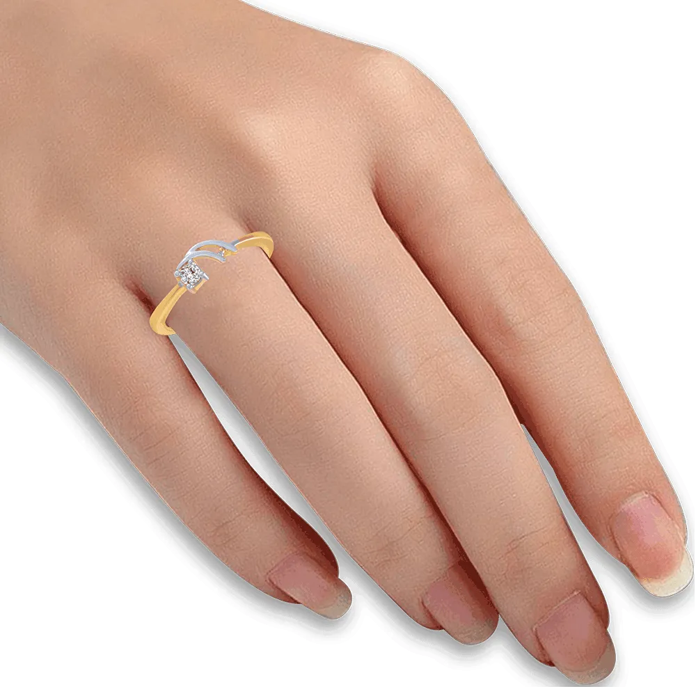 18KT (750) Yellow Gold And Diamond Ring For Women