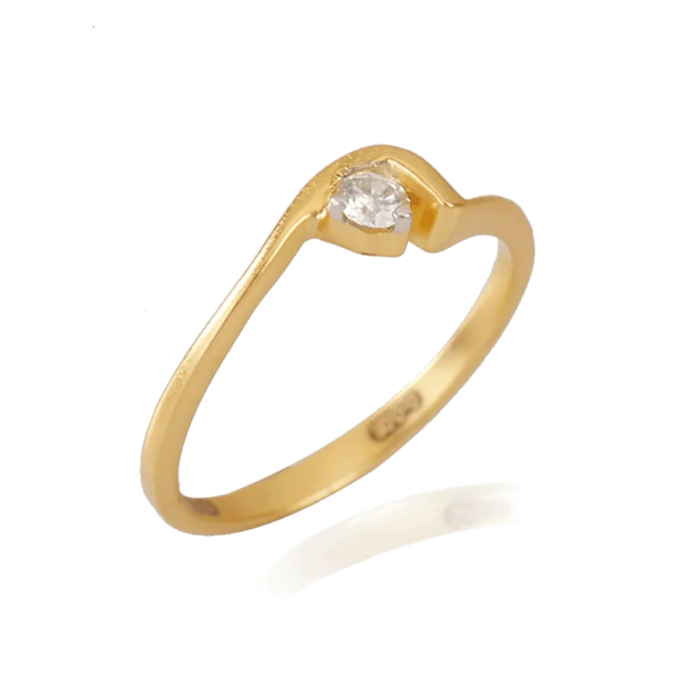 18KT (750) Yellow Gold And Diamond Ring For Women