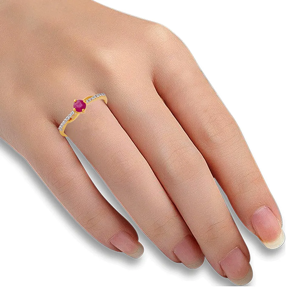 18KT (750) Yellow Gold And Diamond Ring For Women
