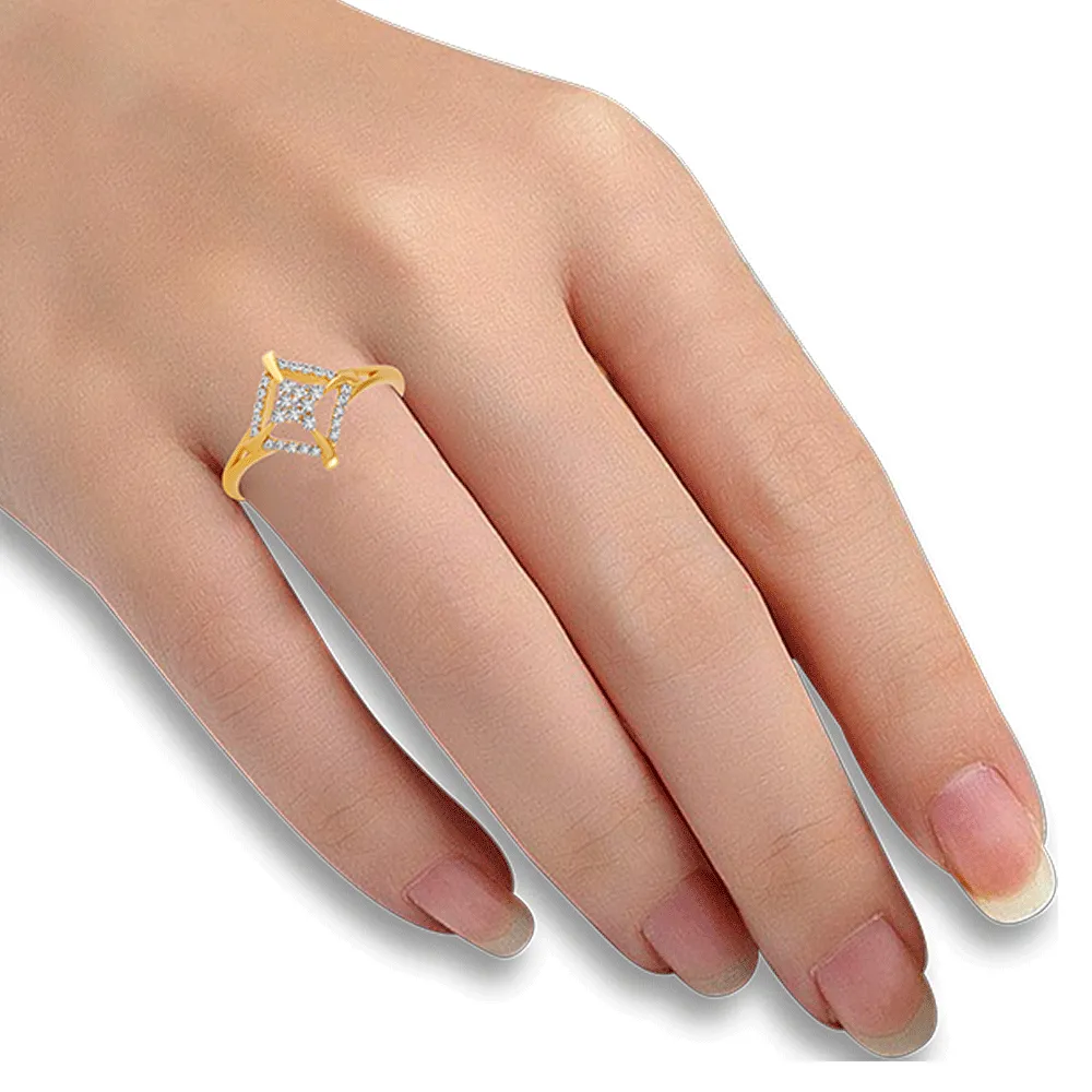 18KT (750) Yellow Gold And Diamond Ring For Women