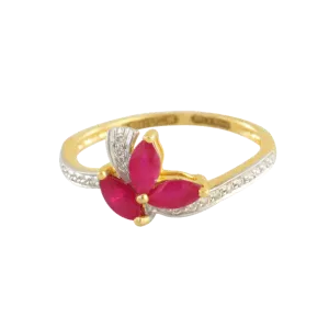 18KT (750) Yellow Gold And Diamond Ring For Women