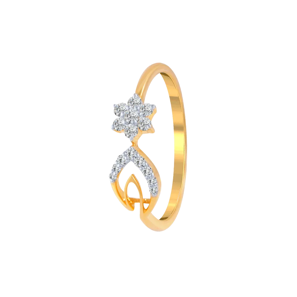 18KT (750) Yellow Gold And Diamond Ring For Women