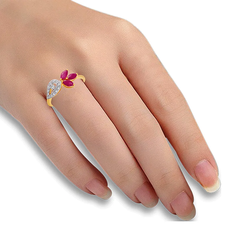 18KT (750) Yellow Gold And Diamond Ring For Women