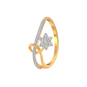 18KT (750) Yellow Gold And Diamond Ring For Women