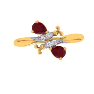 18KT (750) Yellow Gold And Diamond Ring For Women