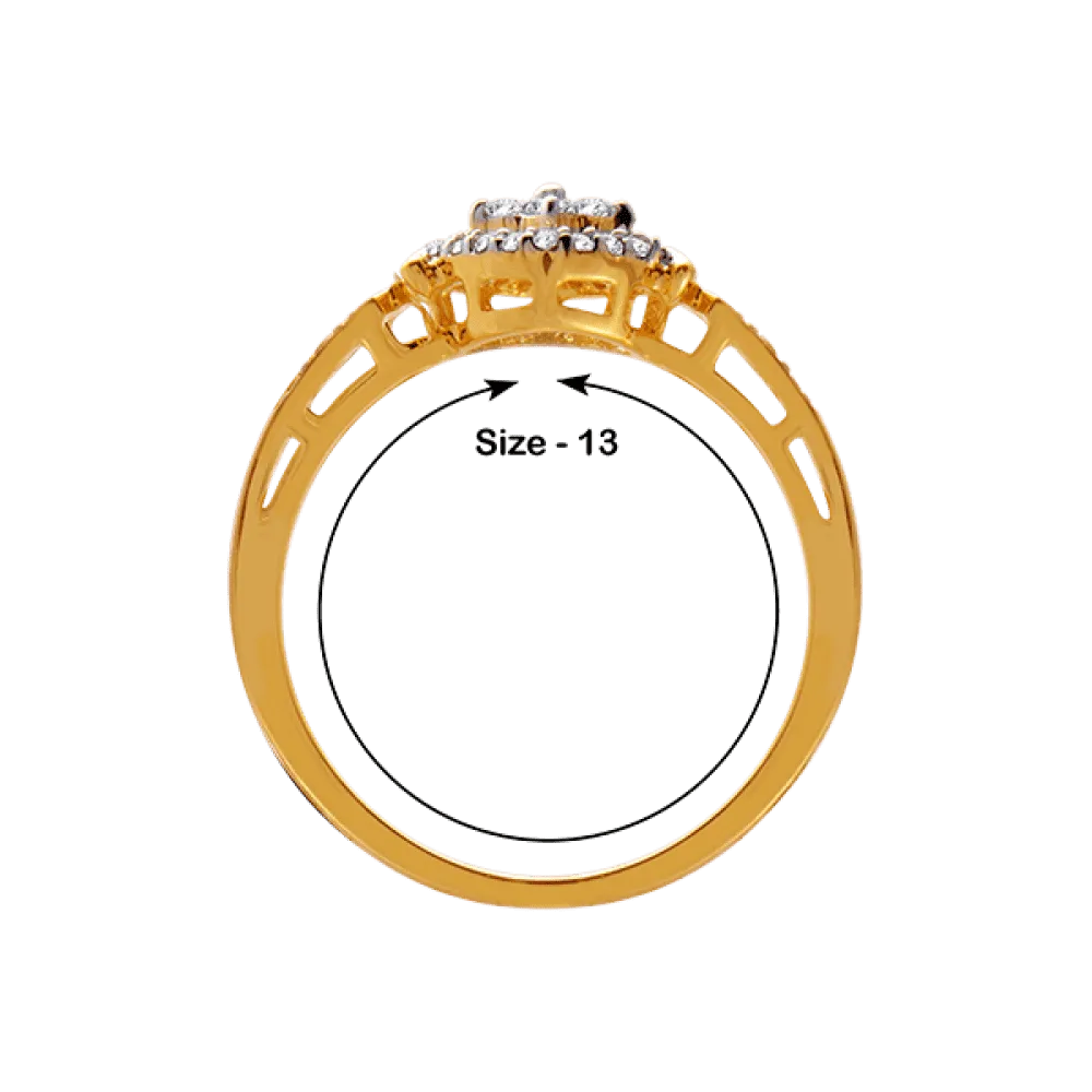 18KT (750) Yellow Gold And Diamond Ring For Women
