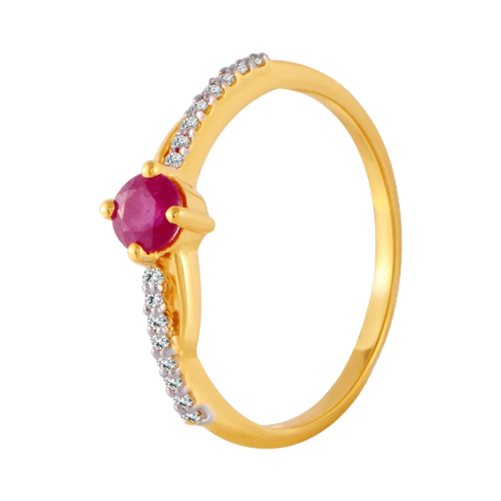 18KT (750) Yellow Gold And Diamond Ring For Women