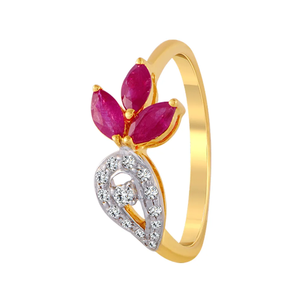 18KT (750) Yellow Gold And Diamond Ring For Women
