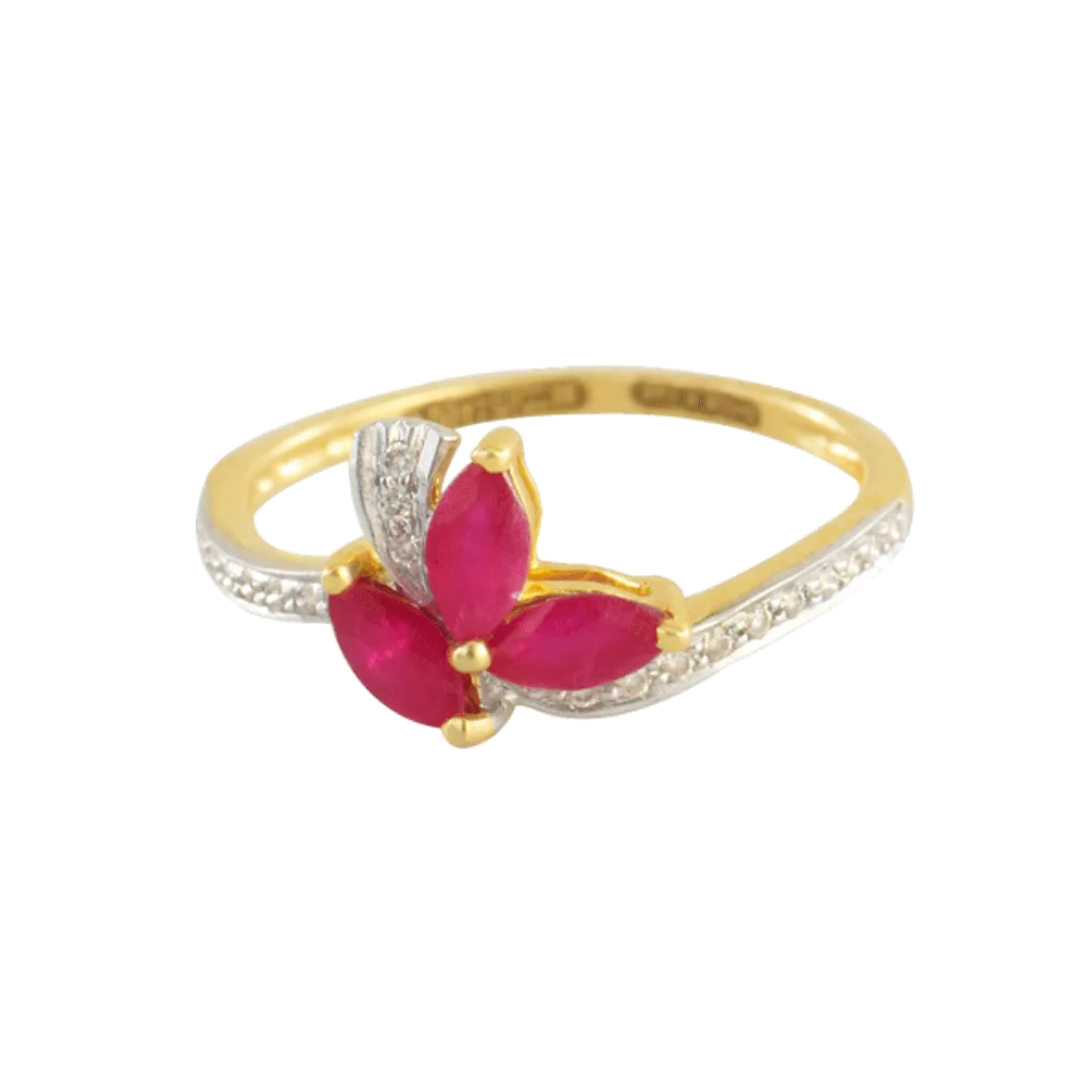 18KT (750) Yellow Gold And Diamond Ring For Women