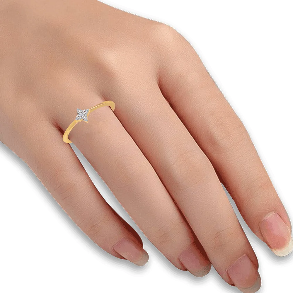 18KT (750) Yellow Gold And Diamond Ring For Women