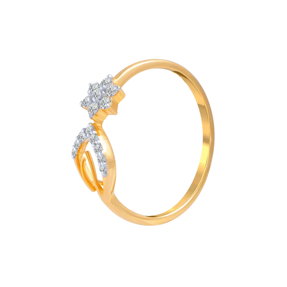 18KT (750) Yellow Gold And Diamond Ring For Women