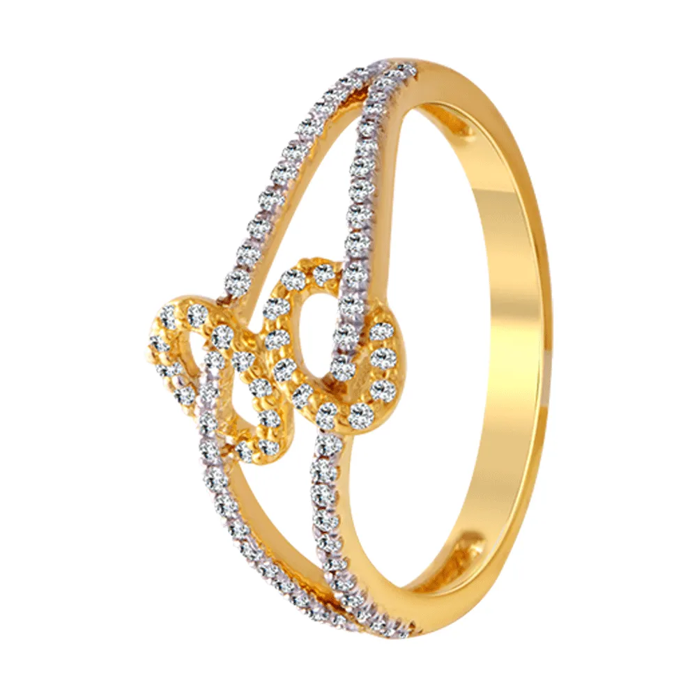 18KT (750) Yellow Gold And Diamond Ring For Women
