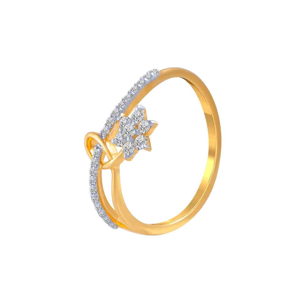 18KT (750) Yellow Gold And Diamond Ring For Women