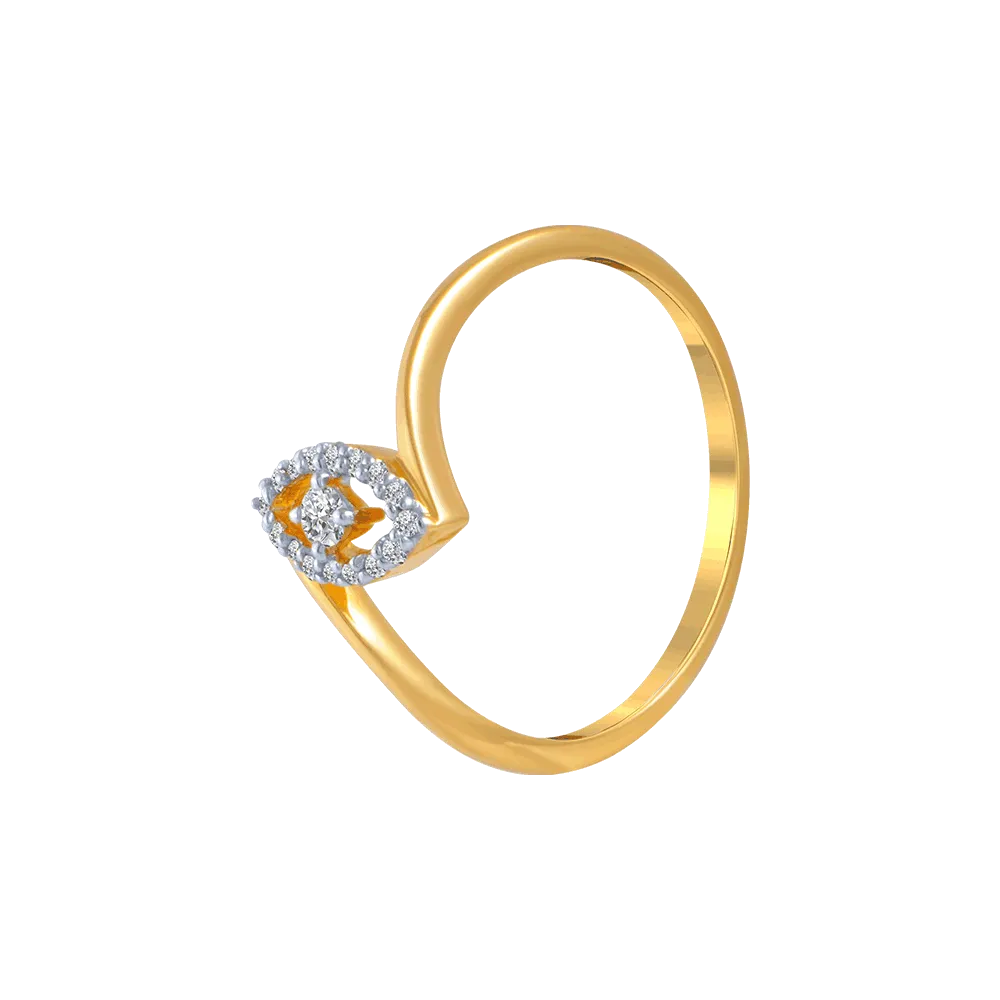 18KT (750) Yellow Gold And Diamond Ring For Women