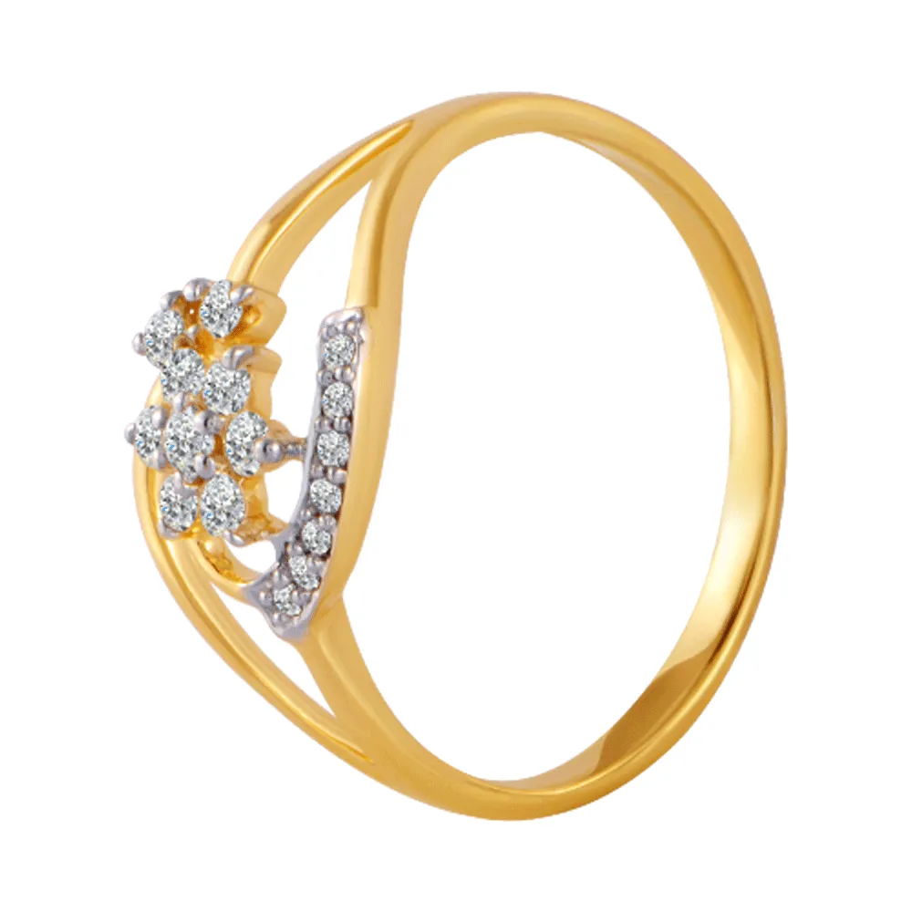 18KT (750) Yellow Gold And Diamond Ring For Women