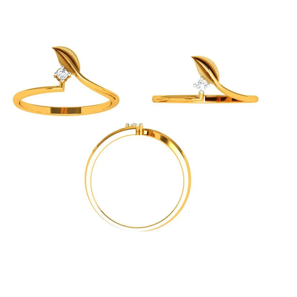 18KT (750) Yellow Gold Diamond Ring For Woman