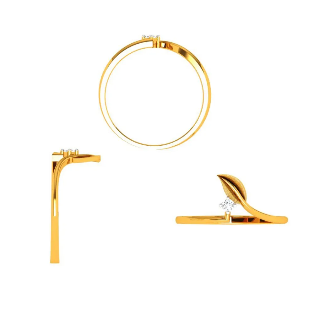 18KT (750) Yellow Gold Diamond Ring For Woman