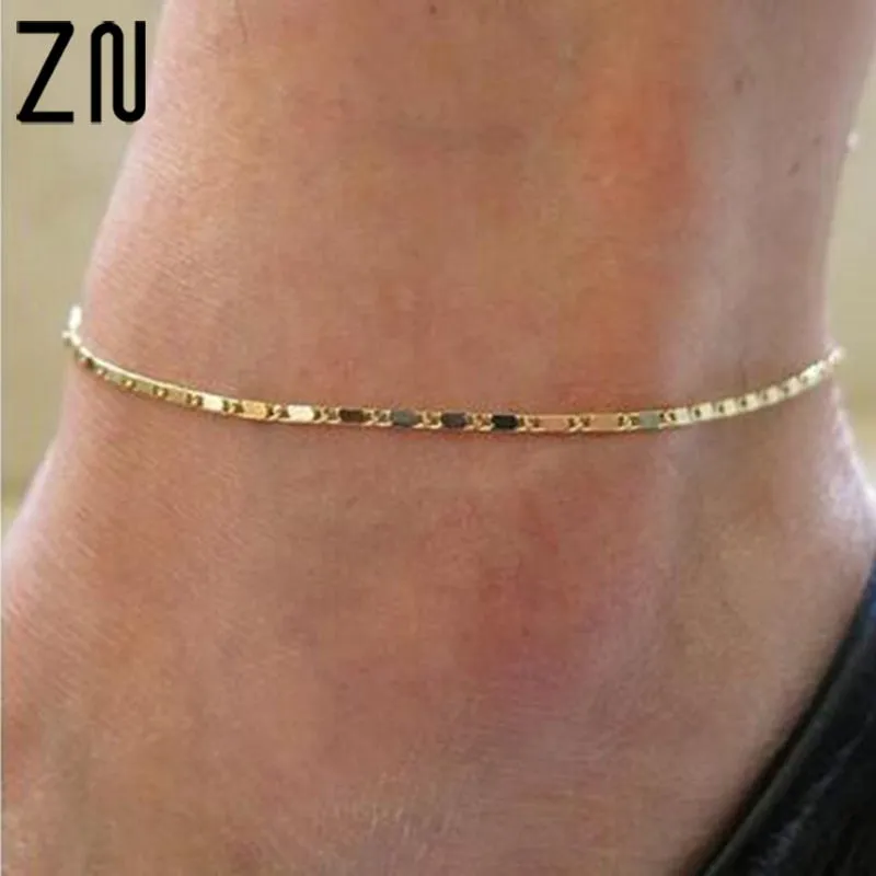 1PC Simple Style Sexy Gold Silver Beach Anklet Chain Women Anklet Bracelet Barefoot Foot Jewelry Fashion  Accessories