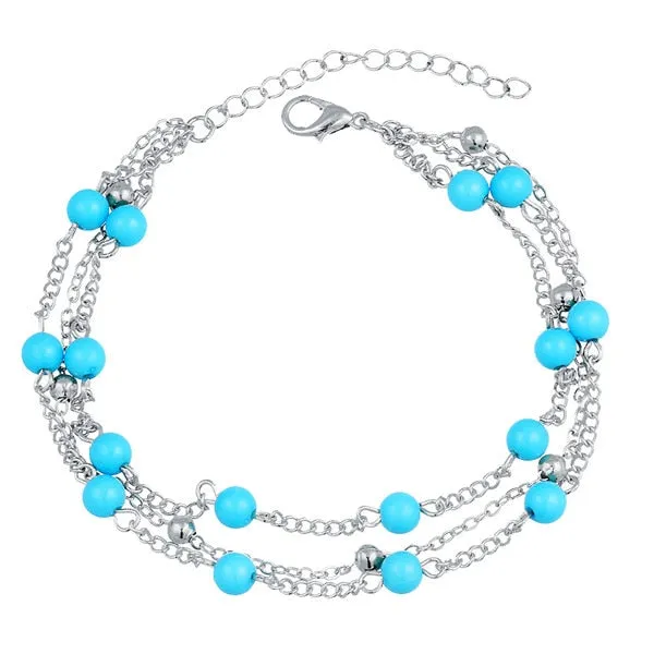 2018 Blue Bead Gold Color Chain Anklet Bracelets For Women Beach Summer Jewelry Pendant Pour Ladies Anklets
