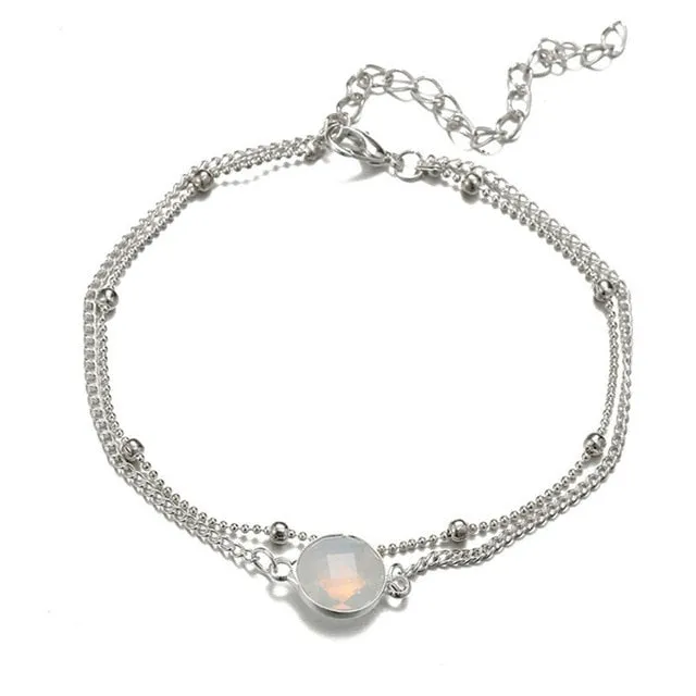 2018 Fashion Crystal Anklets For Women Gold Silver Color Boho Anklet Bracelet on the Leg Foot Bracelets Bohemian Jewelry New