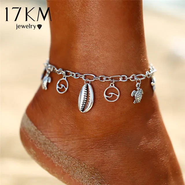 2019 New Boho Turtle Pendant Anklets For Women Shell Anklet Bracelets On The Leg Bohemian Foot Ocean Jewelry Drop Shipping