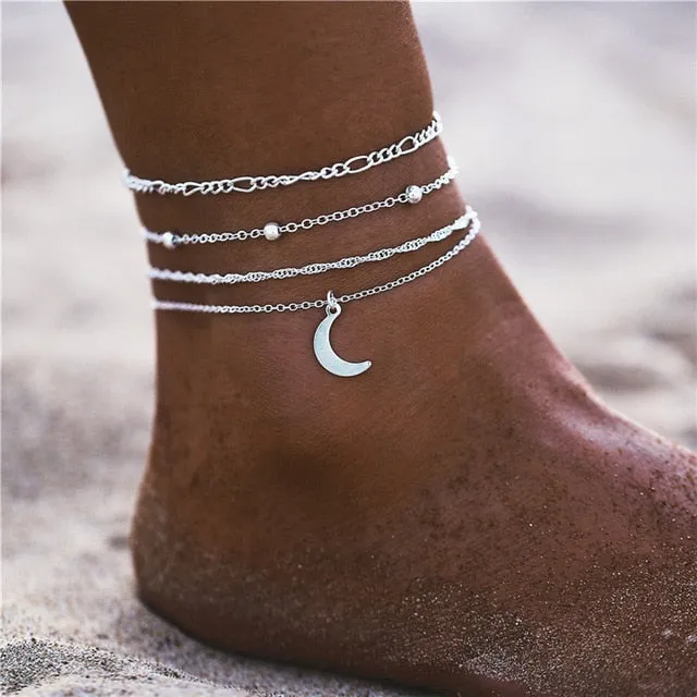 2019 New Boho Turtle Pendant Anklets For Women Shell Anklet Bracelets On The Leg Bohemian Foot Ocean Jewelry Drop Shipping