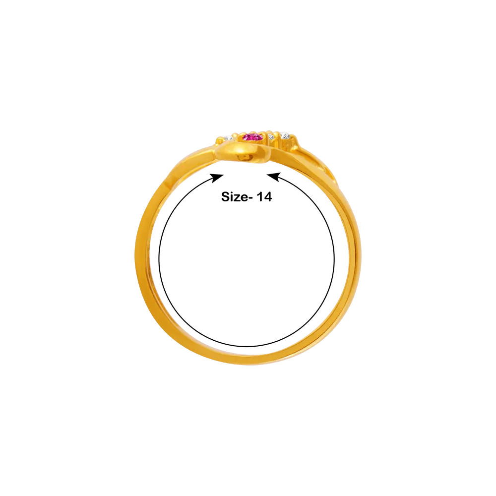 22KT Yellow Gold And American Diamond Ring For Women