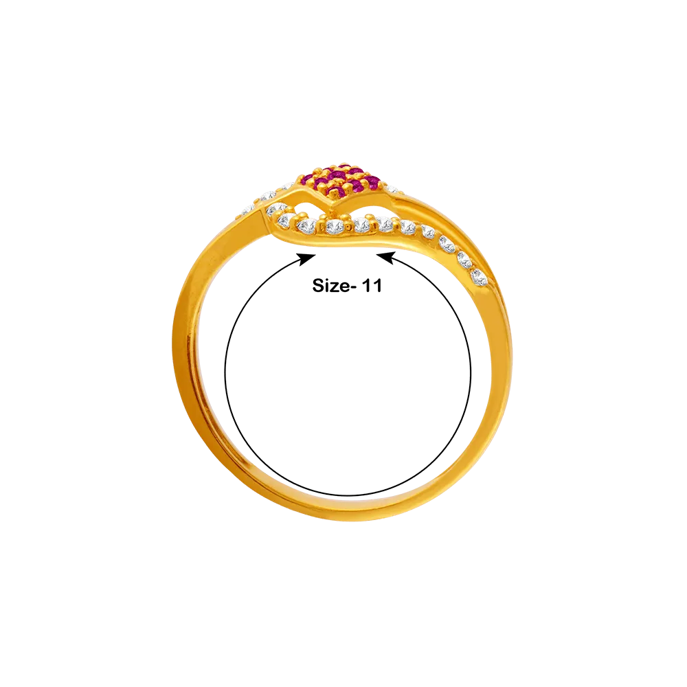 22KT Yellow Gold And American Diamond Ring For Women