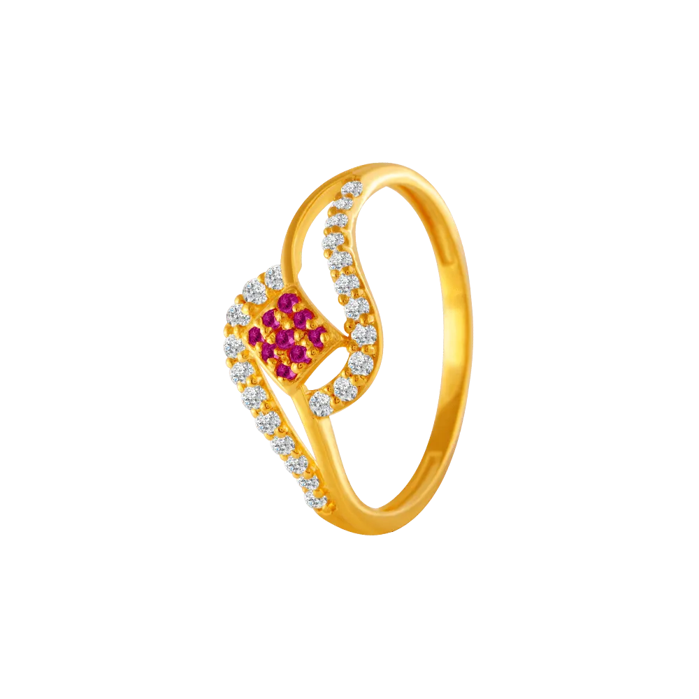 22KT Yellow Gold And American Diamond Ring For Women